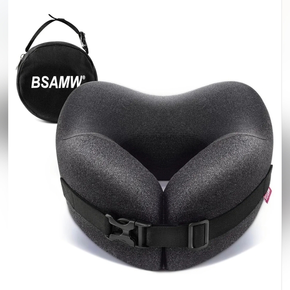 BSAMW Accessories - BSAMW Black Memory Foam Travel Neck Pillow with Carry Case